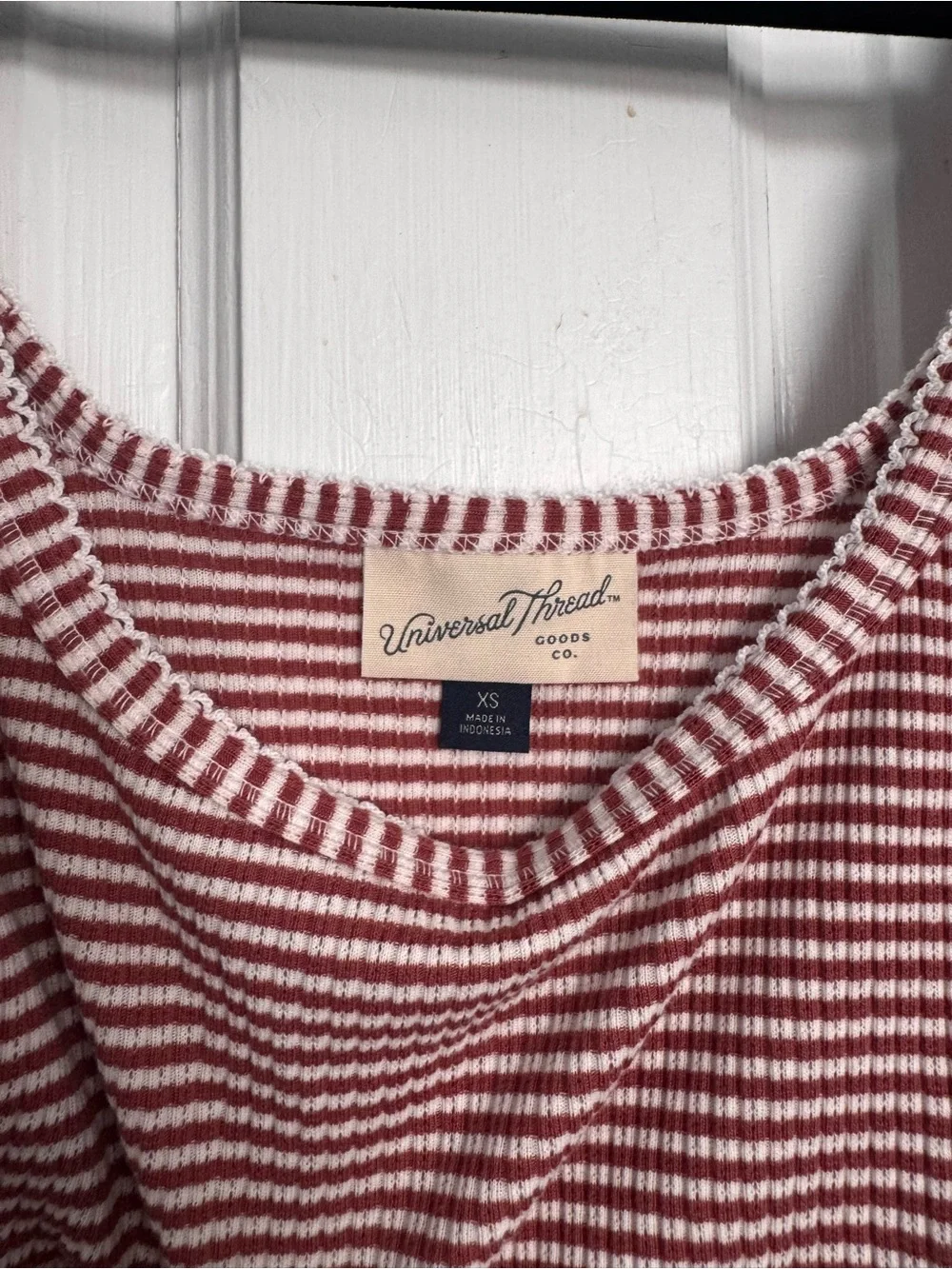 Universal Thread Coral & White Striped Scoop Neck Tank